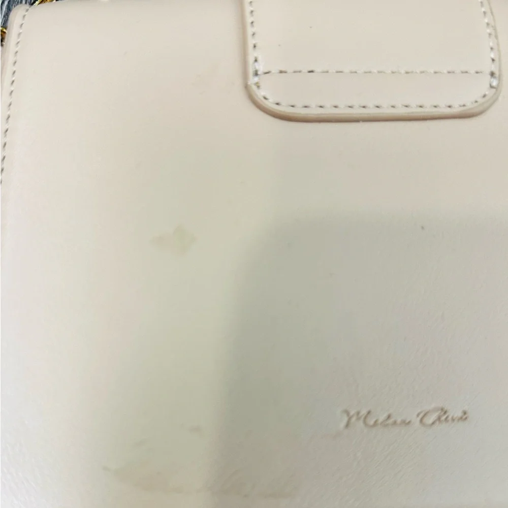 Elegant Cream Small Top Handle Handbag with Mini Satchel Crossbody Gold Accents